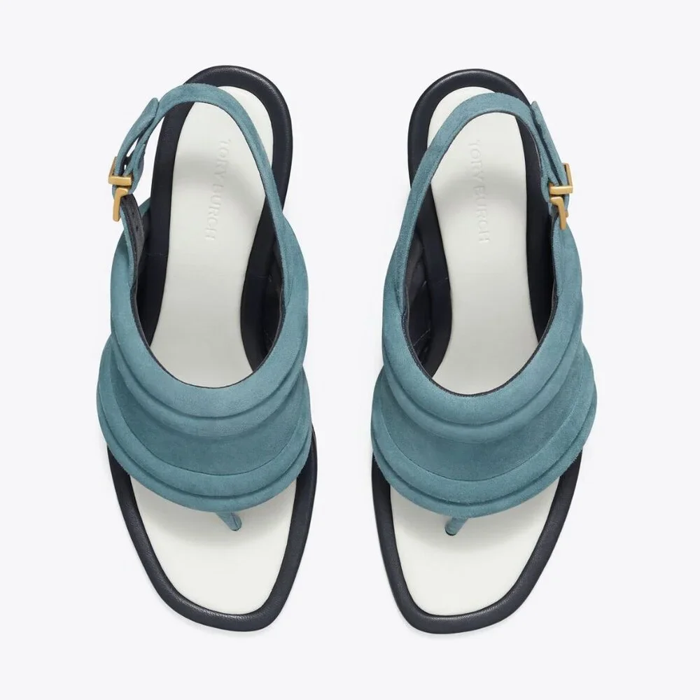 Tory Burch $400 Puffy Wedge Sandals Pumps Heels Arctic Blue 10 FEELS LIKE 9.5